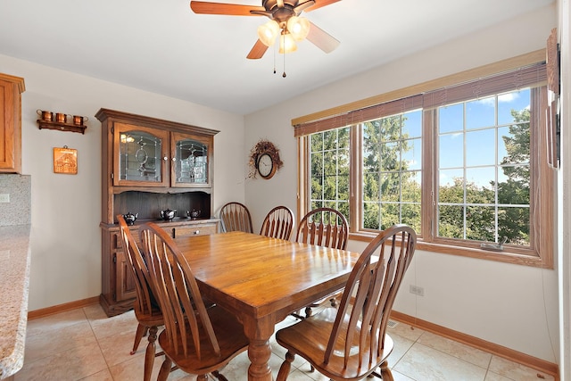 7672 Thistlewood Ln, Frankfort, IL 60423 - dining area with light tile patterned floors and a ceiling fan