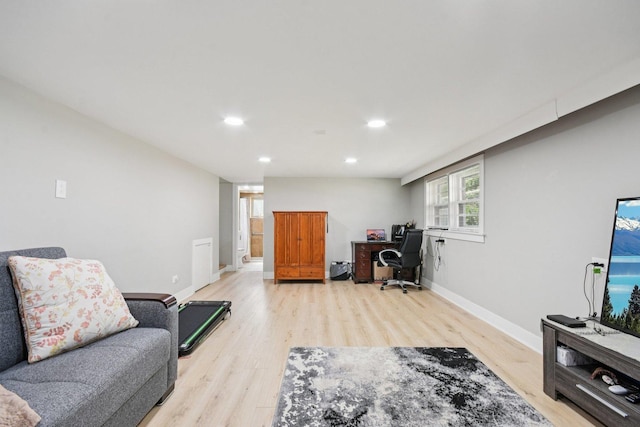 1610 S Greenwood Ave, Park Ridge, IL 60068 - living area featuring recessed lighting, a desk, and light wood-type flooring