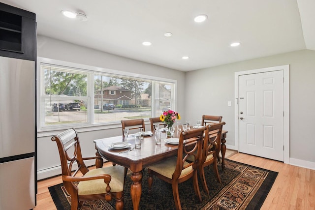 1610 S Greenwood Ave, Park Ridge, IL 60068 - dining room featuring recessed lighting, light wood finished floors, and a baseboard radiator