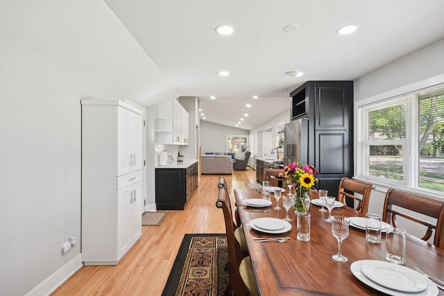 1610 S Greenwood Ave, Park Ridge, IL 60068 - dining area featuring vaulted ceiling, light wood-type flooring, and recessed lighting