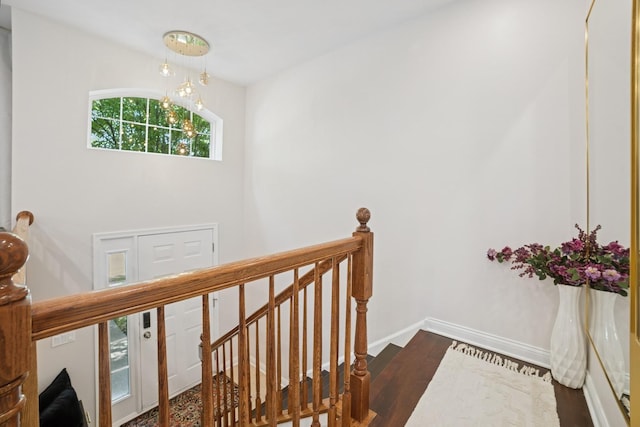 234 Cassidy Ln, Elgin, IL 60124 - stairs with a chandelier and wood finished floors
