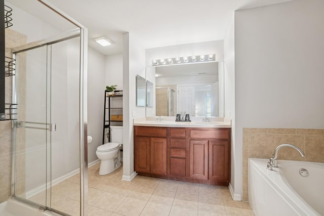 234 Cassidy Ln, Elgin, IL 60124 - bathroom with double vanity, a shower stall, a garden tub, and tile patterned flooring