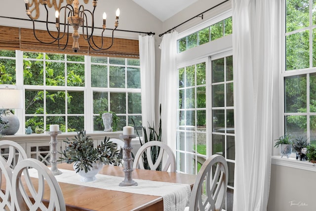 1728 Briarheath Dr, Aurora, IL 60505 - sunroom with vaulted ceiling and a chandelier