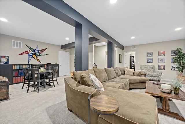 1728 Briarheath Dr, Aurora, IL 60505 - living room with light carpet and recessed lighting