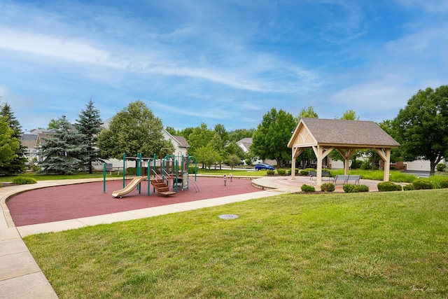 1728 Briarheath Dr, Aurora, IL 60505 - communal playground featuring a lawn and a gazebo