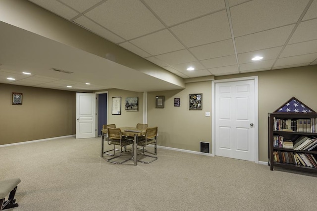 1444 Baroque Ave, Volo, IL 60073 - dining space featuring carpet flooring, a drop ceiling, and recessed lighting