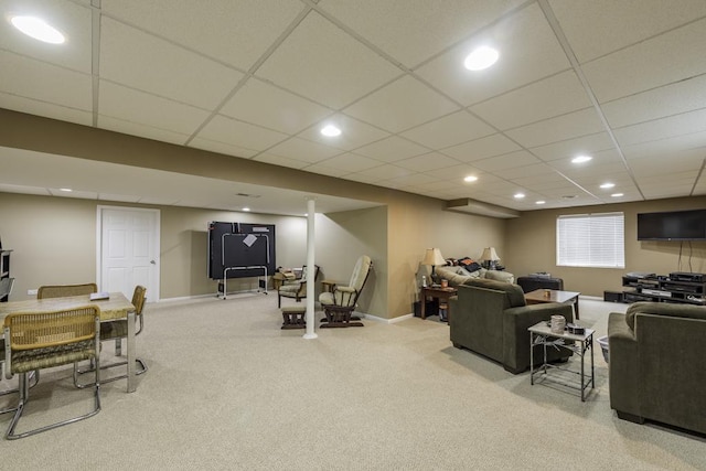 1444 Baroque Ave, Volo, IL 60073 - carpeted living area with recessed lighting and a drop ceiling