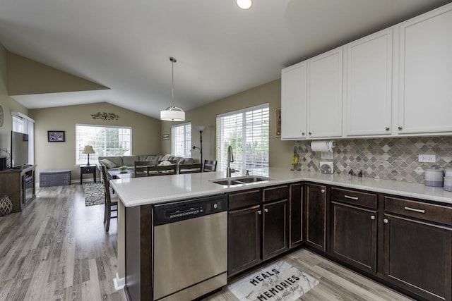 1444 Baroque Ave, Volo, IL 60073 - kitchen with dishwasher, open floor plan, white cabinetry, light countertops, and light wood finished floors