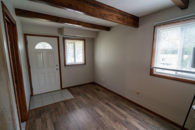 89 Maude Ave Unit A, Fox Lake, IL 60020 - foyer featuring healthy amount of natural light, beam ceiling, and wood finished floors
