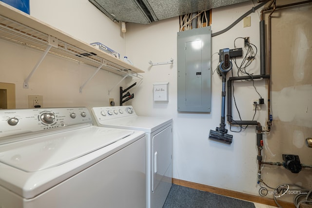 7 Vista Ridge Dr, Galena, IL 61036 - laundry area with electric panel and washing machine and clothes dryer