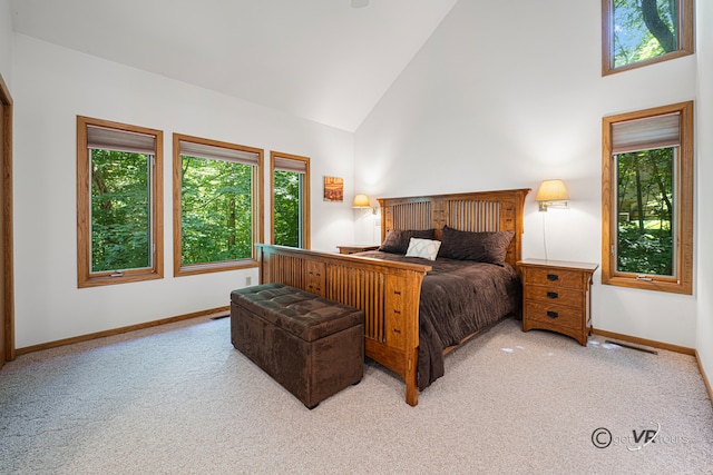 7 Vista Ridge Dr, Galena, IL 61036 - carpeted bedroom featuring multiple windows and high vaulted ceiling