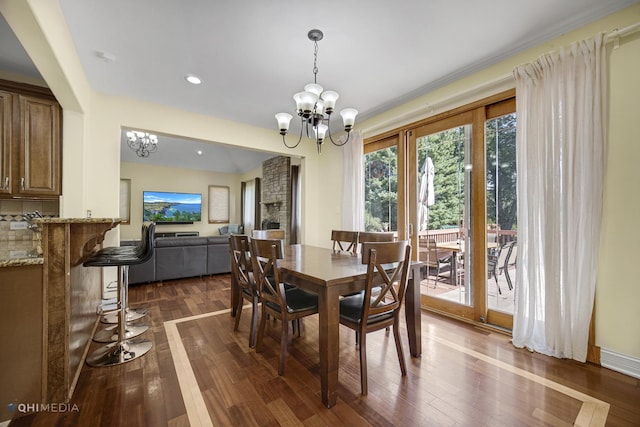404 W Camp Mcdonald Rd, Prospect Heights, IL 60070 - dining room with a chandelier, dark wood-style flooring, and recessed lighting