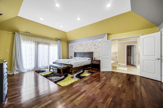 404 W Camp Mcdonald Rd, Prospect Heights, IL 60070 - bedroom featuring wood finished floors, high vaulted ceiling, and recessed lighting