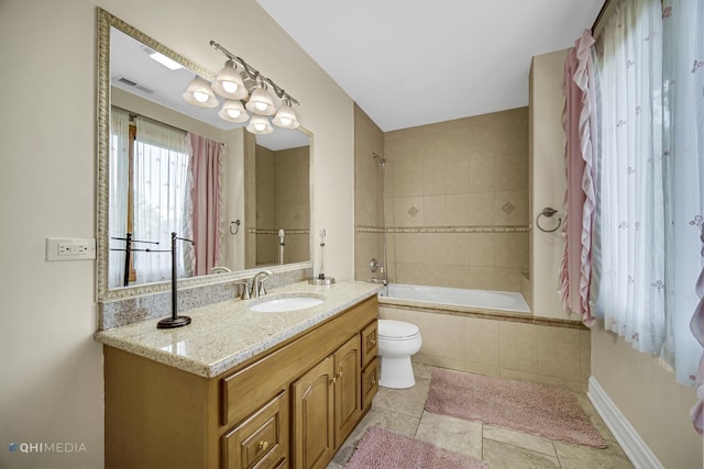 404 W Camp Mcdonald Rd, Prospect Heights, IL 60070 - bathroom with vanity, tile patterned flooring, and tiled shower / bath combo