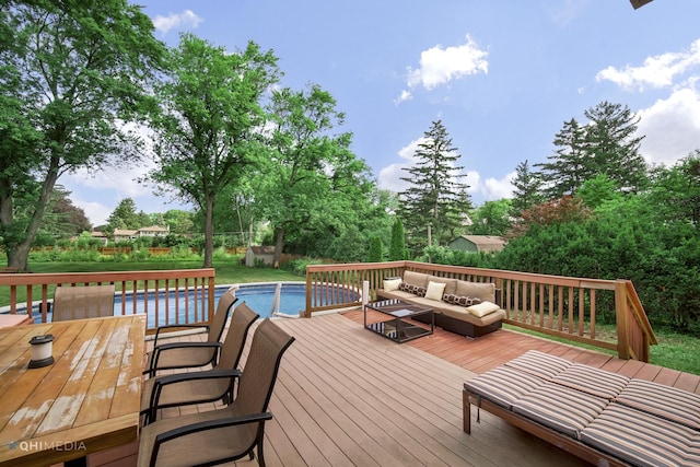 404 W Camp Mcdonald Rd, Prospect Heights, IL 60070 - wooden deck featuring an outdoor living space, outdoor dining area, and an outdoor pool