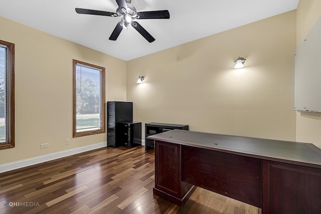 404 W Camp Mcdonald Rd, Prospect Heights, IL 60070 - unfurnished office with dark wood-type flooring and ceiling fan