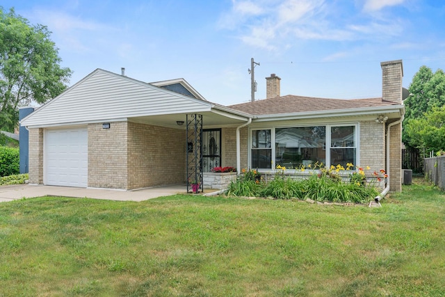 7025 W Berwyn Ave, Chicago, IL 60656 - single story home with brick siding, a chimney, a garage, and driveway