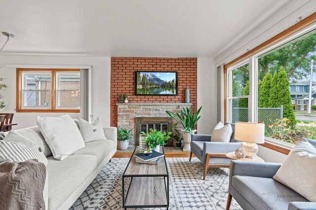 7025 W Berwyn Ave, Chicago, IL 60656 - living area featuring a fireplace