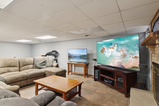 10215 S 87th Ct, Palos Hills, IL 60465 - living room with a paneled ceiling and stone finish flooring