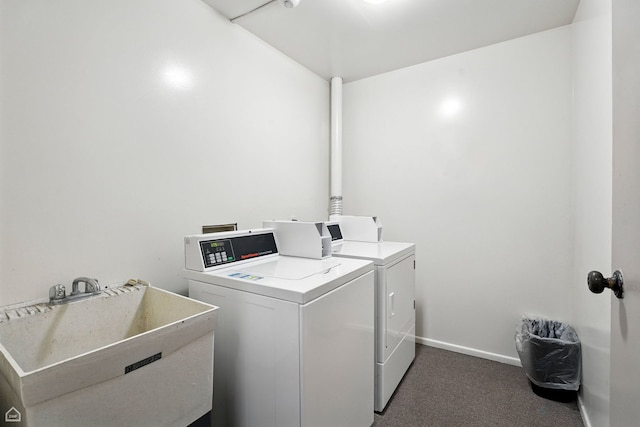 740 Saint Andrews Ln Unit 5, Crystal Lake, IL 60014 - laundry room featuring washer and clothes dryer and dark carpet