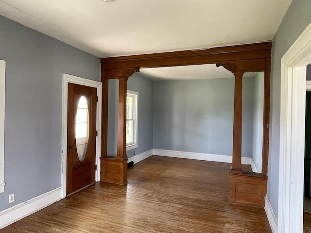 6808 S Oak Grove Rd, Harvard, IL 60033 - foyer featuring ornate columns and wood finished floors