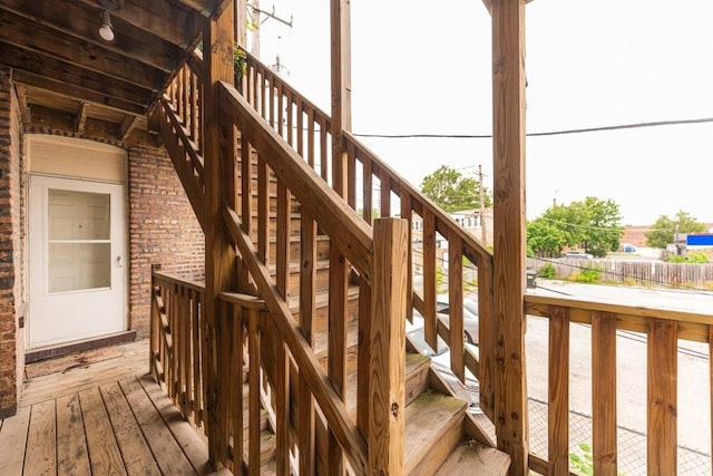 4008 W Nelson St Unit 8A, Chicago, IL 60641 - wooden terrace with stairway
