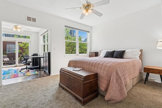 250 W Scott St Unit C, Chicago, IL 60610 - carpeted bedroom featuring access to exterior and a ceiling fan
