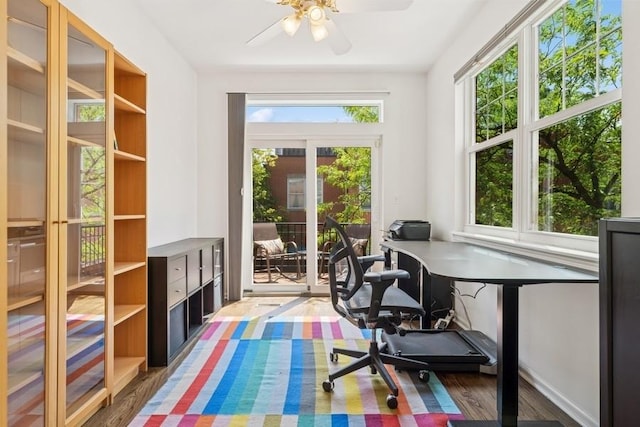 250 W Scott St Unit C, Chicago, IL 60610 - office featuring a ceiling fan and wood finished floors