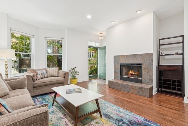 250 W Scott St Unit C, Chicago, IL 60610 - living area featuring wood finished floors, a fireplace, and recessed lighting