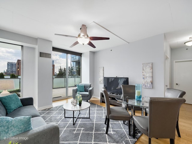 659 W Randolph St Unit 421, Chicago, IL 60661 - living area with wood finished floors and a ceiling fan