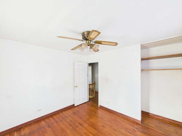 426 Norton Ave, Glendale Heights, IL 60139 - unfurnished bedroom featuring wood finished floors, a closet, and a ceiling fan
