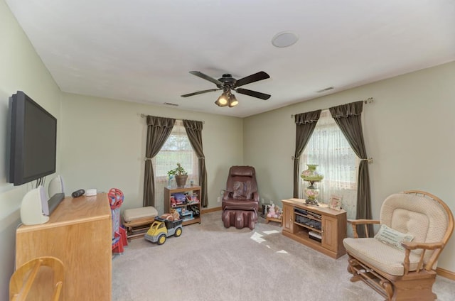 12571 W 3000 N Rd, Bonfield, IL 60913 - sitting room with ceiling fan and carpet