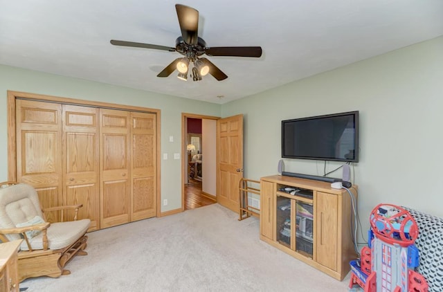 12571 W 3000 N Rd, Bonfield, IL 60913 - living area with ceiling fan and carpet floors