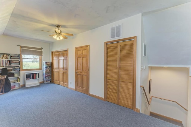 12571 W 3000 N Rd, Bonfield, IL 60913 - bedroom featuring two closets, carpet, and a ceiling fan