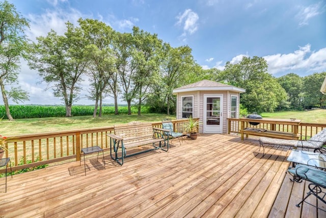 12571 W 3000 N Rd, Bonfield, IL 60913 - wooden deck featuring a lawn