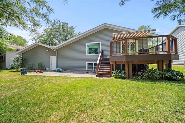 204 Collins Dr, Normal, IL 61761 - rear view of house with a deck, stairway, a yard, and a patio area