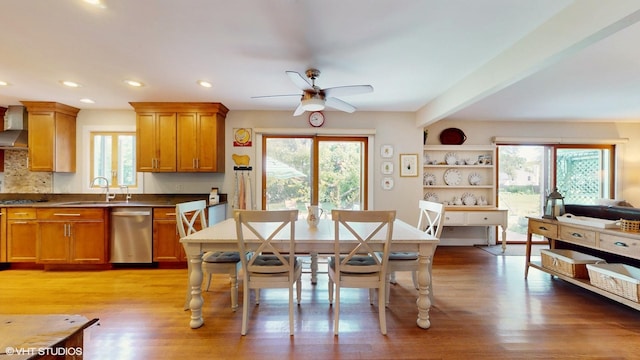 27W558 Ridgeview St, West Chicago, IL 60185 - dining room with ceiling fan, healthy amount of natural light, light wood-style floors, and recessed lighting