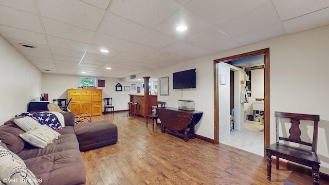27W558 Ridgeview St, West Chicago, IL 60185 - living room with light wood-style floors, a drop ceiling, and recessed lighting
