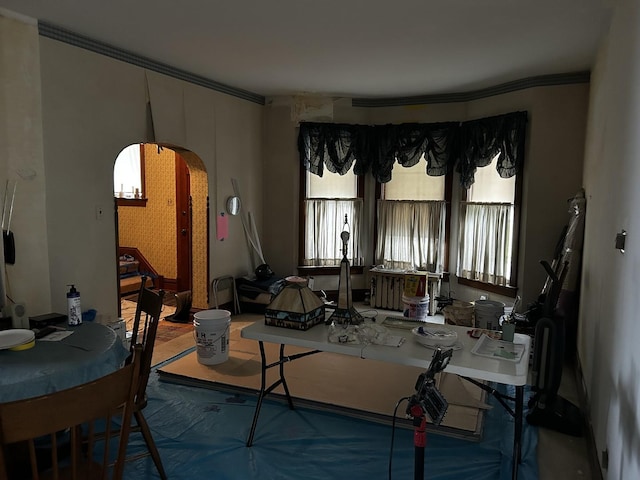 3948 Amelia Ave, Lyons, IL 60534 - living room featuring ornamental molding and arched walkways