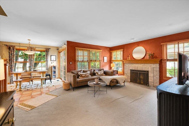531 N Easy St, Palatine, IL 60067 - living area with plenty of natural light, a fireplace, and carpet floors