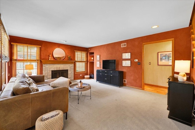 531 N Easy St, Palatine, IL 60067 - carpeted living area with a fireplace and recessed lighting