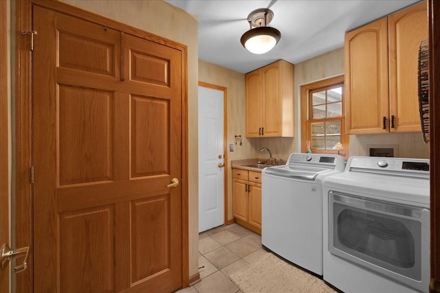 531 N Easy St, Palatine, IL 60067 - laundry room featuring washing machine and clothes dryer, cabinet space, and light tile patterned flooring