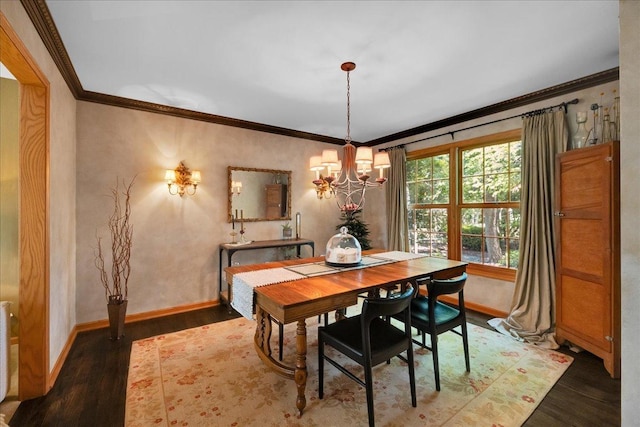 531 N Easy St, Palatine, IL 60067 - dining area with ornamental molding, a chandelier, and wood finished floors