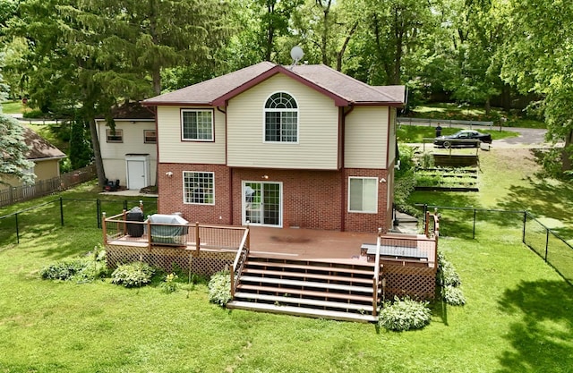 236 Forest Dr, Island Lake, IL 60042 - back of house featuring brick siding and a deck