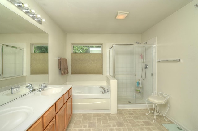 1420 Yellowstone Dr, Streamwood, IL 60107 - full bath with a bath, a stall shower, and double vanity