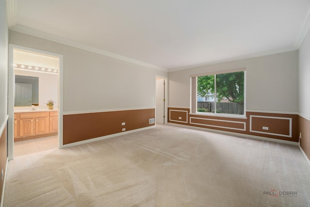 707 Wedgewood Trl, Mchenry, IL 60050 - spare room featuring ornamental molding, light carpet, and wainscoting
