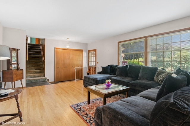 1615 E Miner St, Arlington Heights, IL 60004 - living room featuring plenty of natural light, light wood-style floors, and stairway