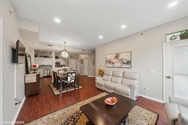 3125 Town Square Dr Unit 408, Rolling Meadows, IL 60008 - living room with dark wood-style flooring and recessed lighting
