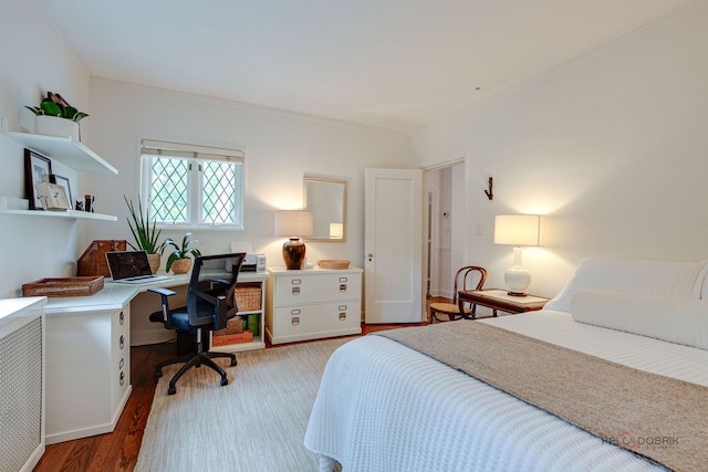 670 S Green Bay Rd, Lake Forest, IL 60045 - bedroom with wood finished floors, a desk, and crown molding