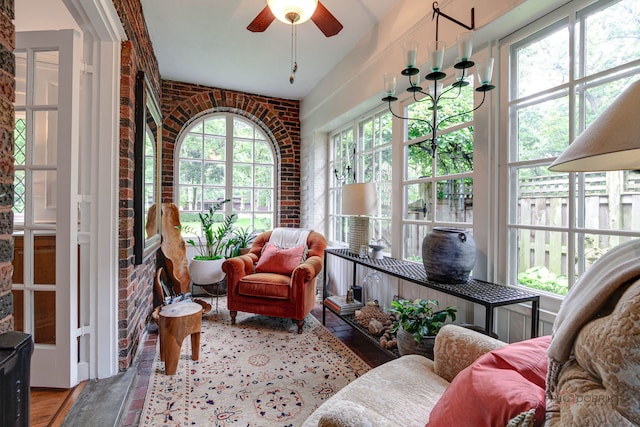 670 S Green Bay Rd, Lake Forest, IL 60045 - sunroom / solarium with brick wall and wood finished floors